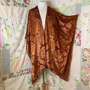 NWT Anthro Copper Kimono Shawl Velvet Burnout